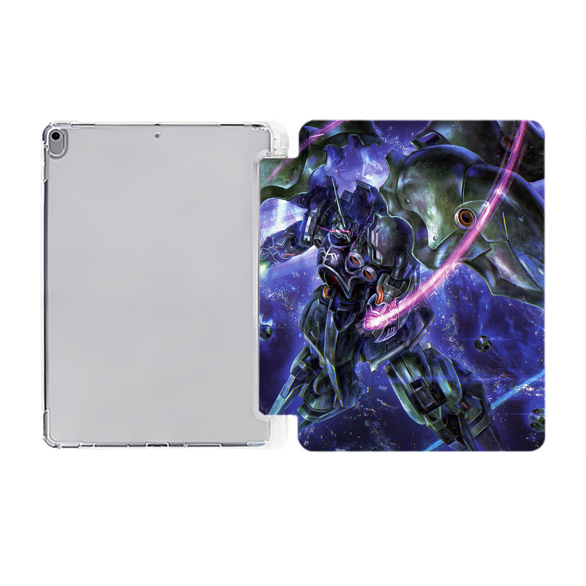 （画像用） 機動戦士ガンダム Mobile Suit Gundam IPad ケース ペン収納付き 三つ折りスタンド PUレザー×シリコン 対応機種9.5/10.5/10.9インチ